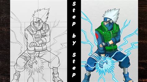 How To Draw Kakashi With Chidori Step By Step Tutorial For Beginners Naruto Shippuden Youtube