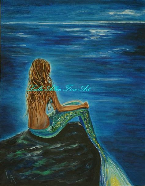 Mermaid Mermaids Art Print Giclee Woman Girl Dolphin Art Etsy Mermaid Painting Mermaid Art