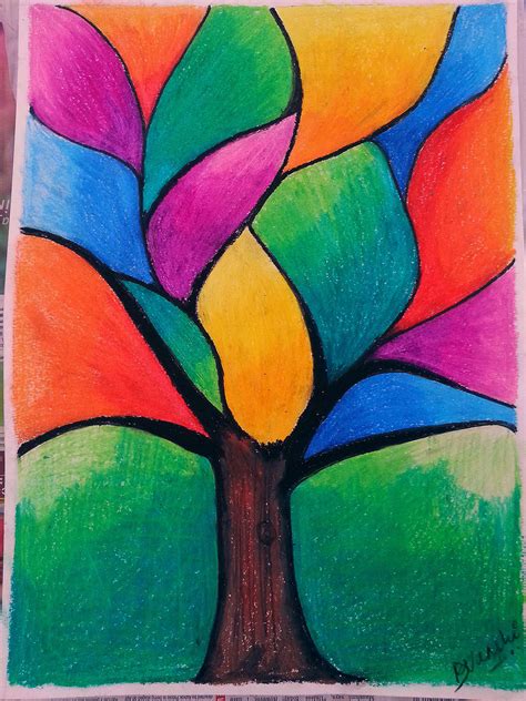 How To Draw A Tree With Oil Pastels At How To Draw