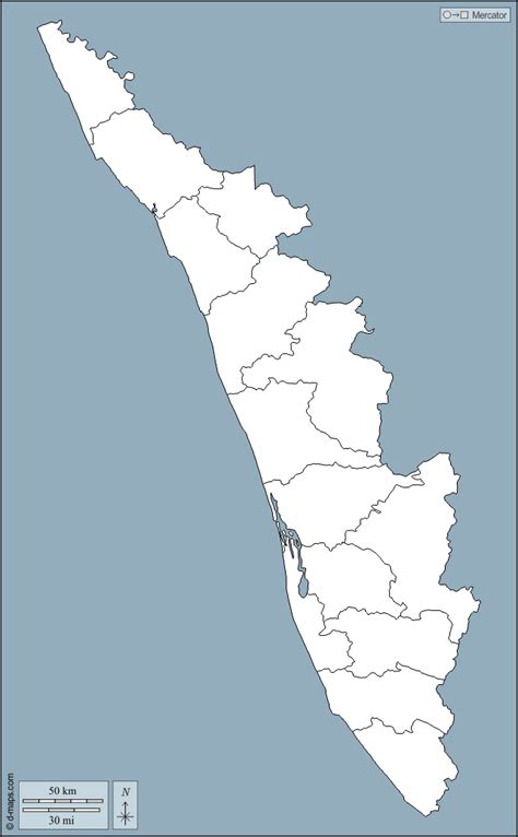 Map Of Kerala State With Districts Kerala Map Outline High Resolution