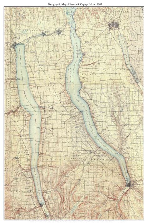 Seneca And Cayuga Lakes 1903 Usgs Old Topographic Map Custom Etsy