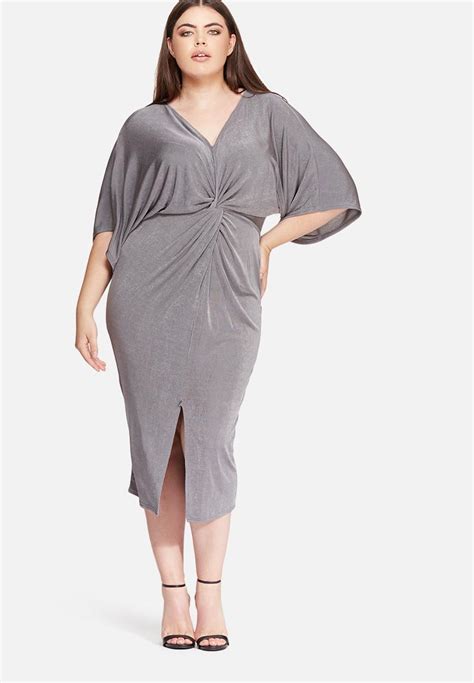 Plus Size Slinky Kimono Dress Grey Missguided Dresses Superbalist Com