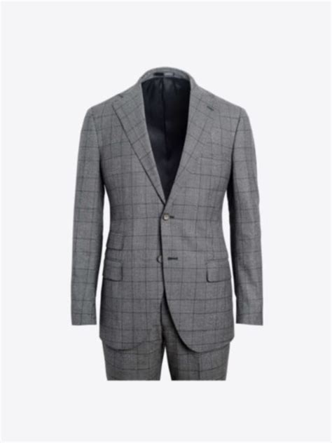 Drago Grey Melange Glen Plaid S130s Allen Suit Custom Fit Tailored Clothing