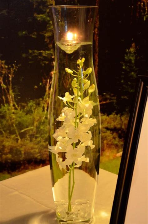 White Dendrobium Orchid Centerpiece Great Shaped Vase More Interest