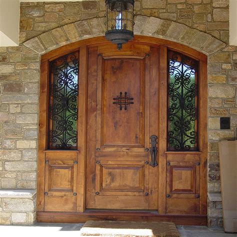Main Entry Exterior Wrought Iron Wood Door
