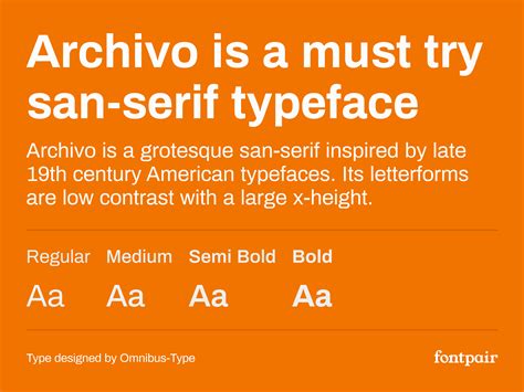 Archivo Free Sans Serif Font Fontpair