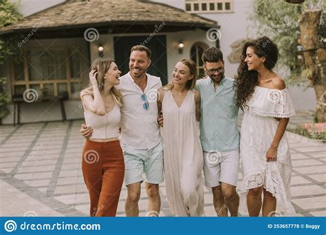 Group Of Happy Young People Having Fun Outdoors Stock Photo Image Of