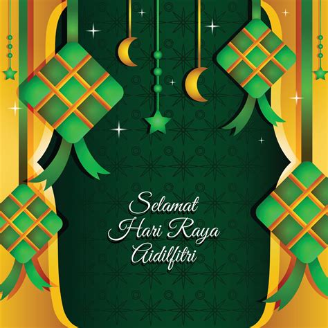 Selamat Hari Raya Aidilfitri With Ketupat Background Template Vector Art At Vecteezy