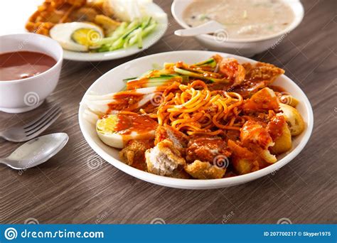 Mee Rojak Is Malaysia Indian Food Of Noodle With Peanut Sauce Stock