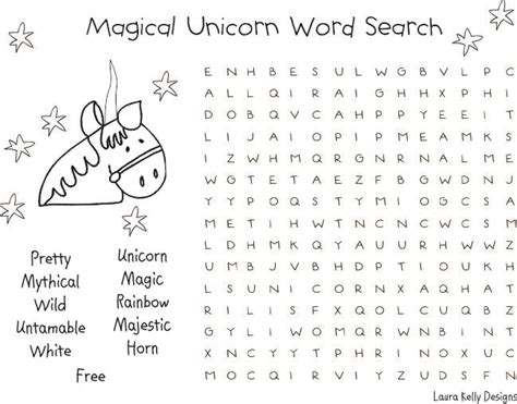 Printable Unicorn Word Search Cool2bkids Printable Unicorn Word