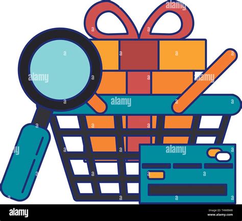 Shopping Market Basket Blue Lines Stock Vector Image And Art Alamy
