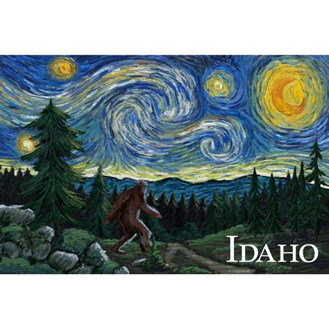 Idaho Bigfoot Starry Night Gallery Canvas Art Poster Canvas Wall
