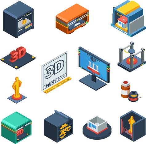 3d Printing Isometric Icons Collection 467129 Vector Art At Vecteezy