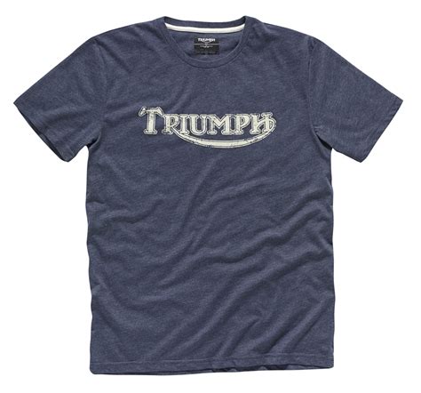 Triumph Vintage Logo T Shirt Blue Phillip Mccallen Motorcycles