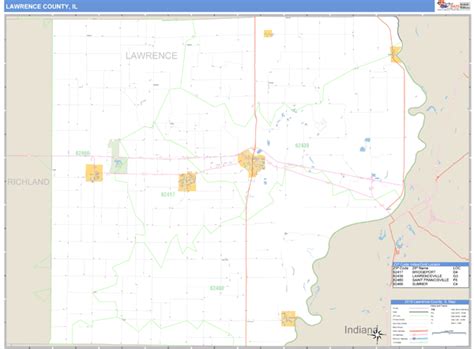 Lawrence County Illinois Zip Code Wall Map