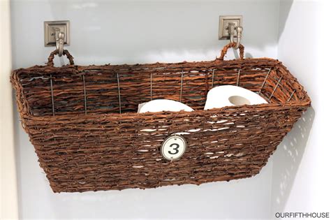 Hang baskets on the wall. Window Box Bathroom Storage (perfect for a small bathroom ...