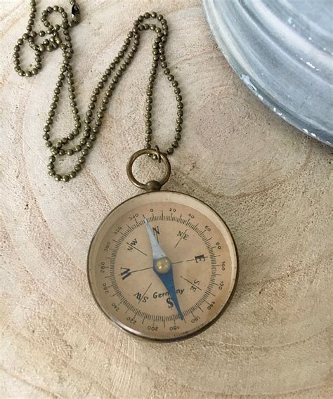 Vintage Compass Necklace Antique Compass Pendant Steampunk Etsy