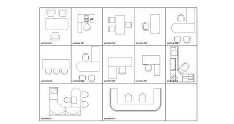 Multiple Office Furniture And Desks 2d Blocks Cad Drawing Details Dwg