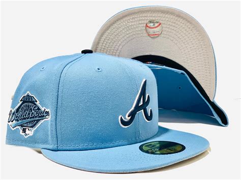 offset new era atlanta braves sky blue fitted hat sports world 165