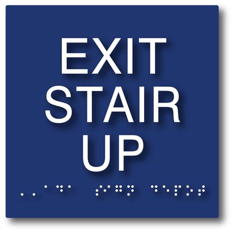 Ada Compliant Exit Stair Up Sign With Tactile Text And Grade 2 Braille