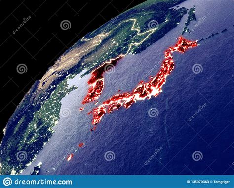 Satellite View Of Japan And Korea On Earth Stock