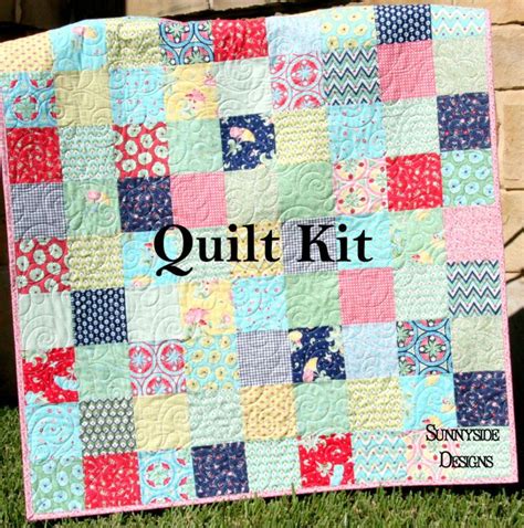 Want to make your own quilt? Vintage Baby Quilt Kit, Pedal Pushers Aqua Flowers Simple Quick Beginner | Baby quilt kit ...