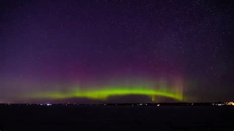 Aurora Borealis Glimmers Over Northern Wisconsin