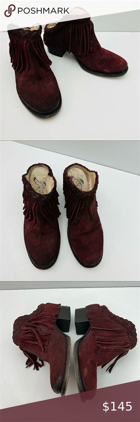 Freebird Lucy Fringe Suede Ankle Boots Burgundy Burgundy Boots