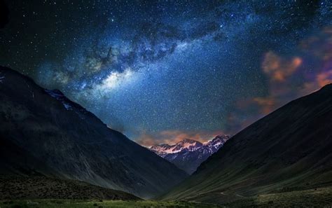 1076989 Landscape Mountains Night Galaxy Nature Sky Long