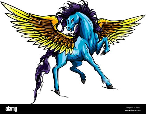 Pegasus Una Ilustración Del Caballo Mitológico Pegaso Criando Sobre