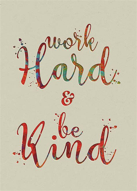 Watercolor Work Hard Be Kind Watercolor Print Office Decor Motivational