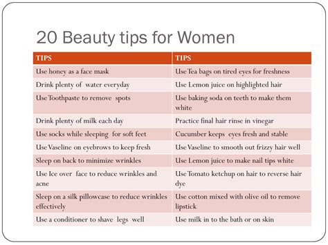 20 Beauty Tips For Women