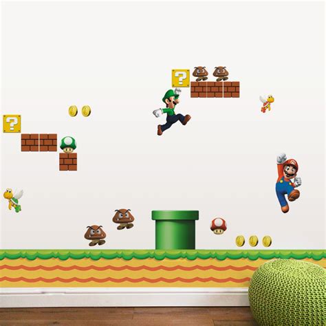 The backdrop to nearly every super mario game is the sky. super mario wall stickers for kids room home decor ...