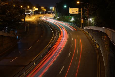 무료 이미지 빛 철도 교통 거리 고속도로 운전 시티 저녁 어둠 밤의 유흥 레인 하부 구조 통로 야경