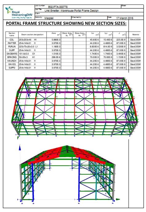 Unki Warehouse Portal Frame Design Prokon Design Sheets Rev01
