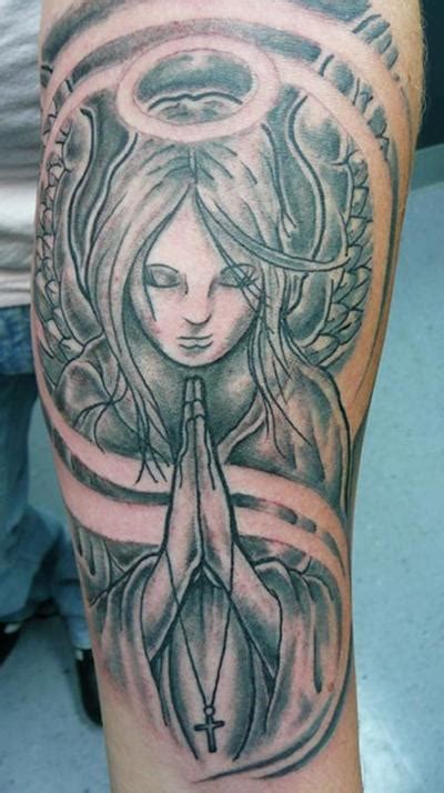 50 Cute Praying Angel Tattoos