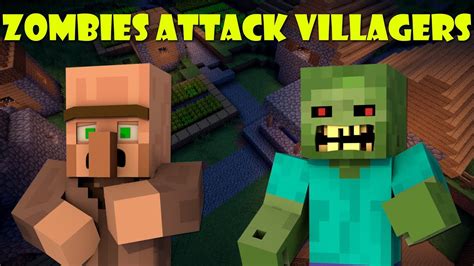 When Zombies Attack Villagers Minecraft Youtube
