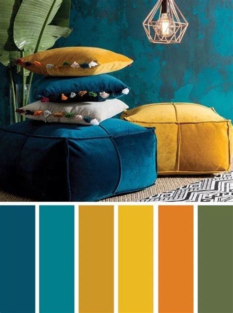 The Best Living Room Color Schemes Blue And Mustard Color Palette 00004