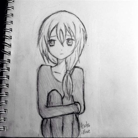 Sad Anime Girl Drawing