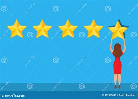 Customer Giving Five Star Rating Stock Vector Illustration Of