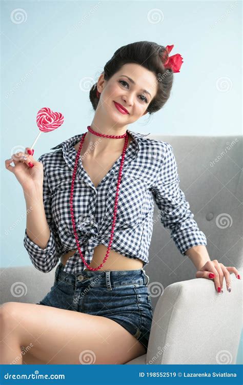 Beautiful Woman In Pin Up Style Stock Image Image Of Fashion