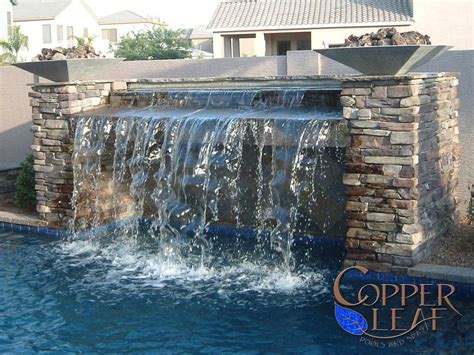 Custom Waterfall In Phoenix Az Copper Leaf Pools