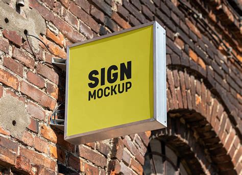 Square Mounted Sign Board Mockup Free Psd Templates