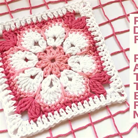 Crochet Pattern Sunflower Granny Square Blanket Digital Etsy