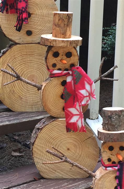 Medium Wood Slice Snowman Christmas Decor Etsy Deco Noel