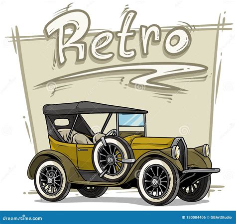 Cartoon Retro Vintage Luxury Convertible Car Stock Vector