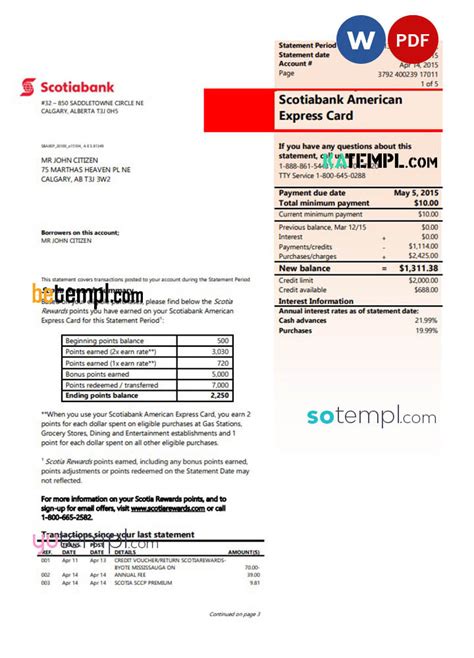 Canada Scotiabank Proof Of Address Statement Template In Word And Pdf