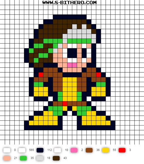 Rogue Update 8 Bit X Men Perler Bead Pattern Melty Bead Patterns