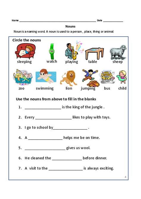 Nouns Worksheets Grade 1