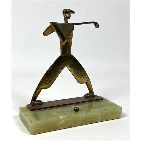 Bid Now Wiener Werkstatte Hagenauer Style Bronze Golf Bookend Golfer